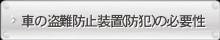 車の盗難防止装置（防犯）の必要性